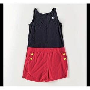 Disney Parks Womans Mickey Mouse Sleeveless Romper With Yellow Buttons Size XL
